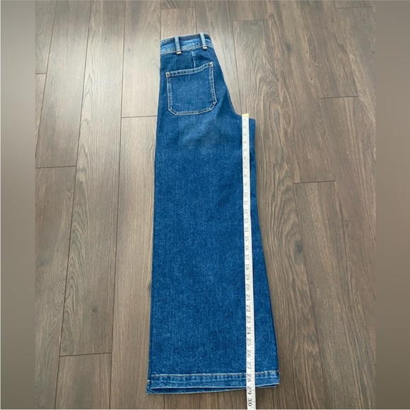 ZARA High Waisted Wide Leg Ankle Dark Denim - Picture 4 of 10